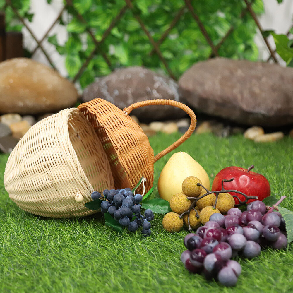 Handmade Rattan Mushroom Basket Handbag Woven Organizer Photography Props