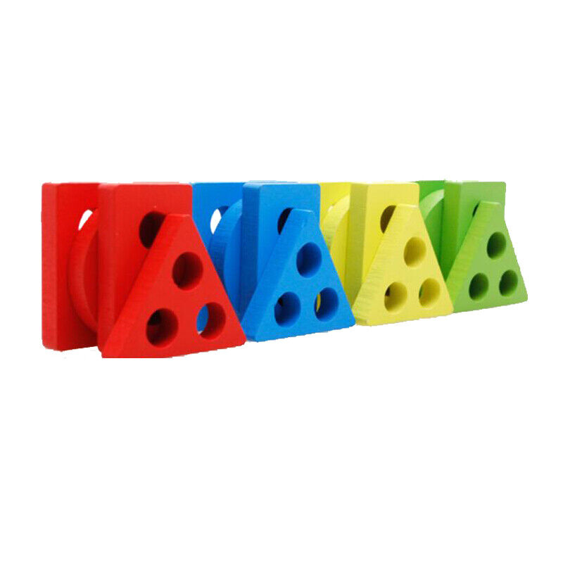 Wooden Shape Blocks Montessori Educational  Baby Toddler Shape Matching