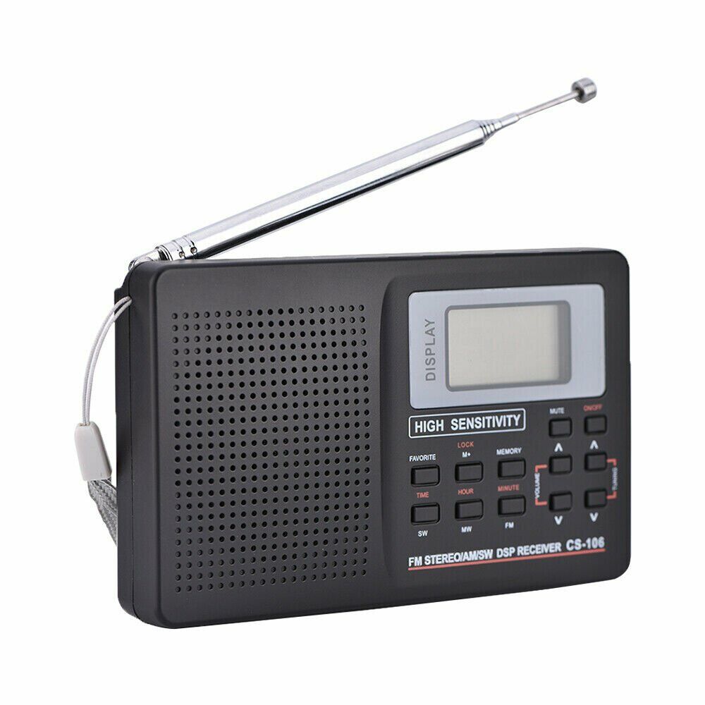 AM FM SW MW LW Digital Display MultiBand Pocket World Radio Alarm Clock Gift