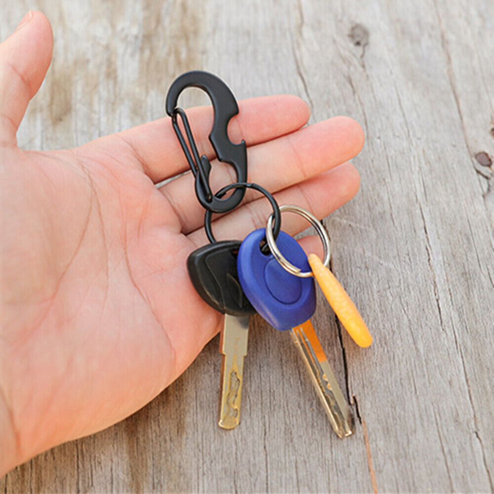 Metal Outdoor Camping D Shape Buckle Keychain Spring Hook Bottle Opener