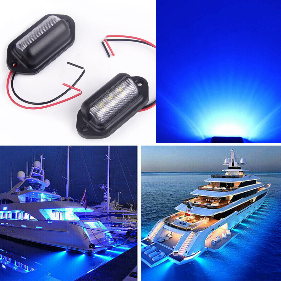 2Pcs Waterproof LED 12/24V License Plate Light Car Boat Truck Trailer Step Lamp