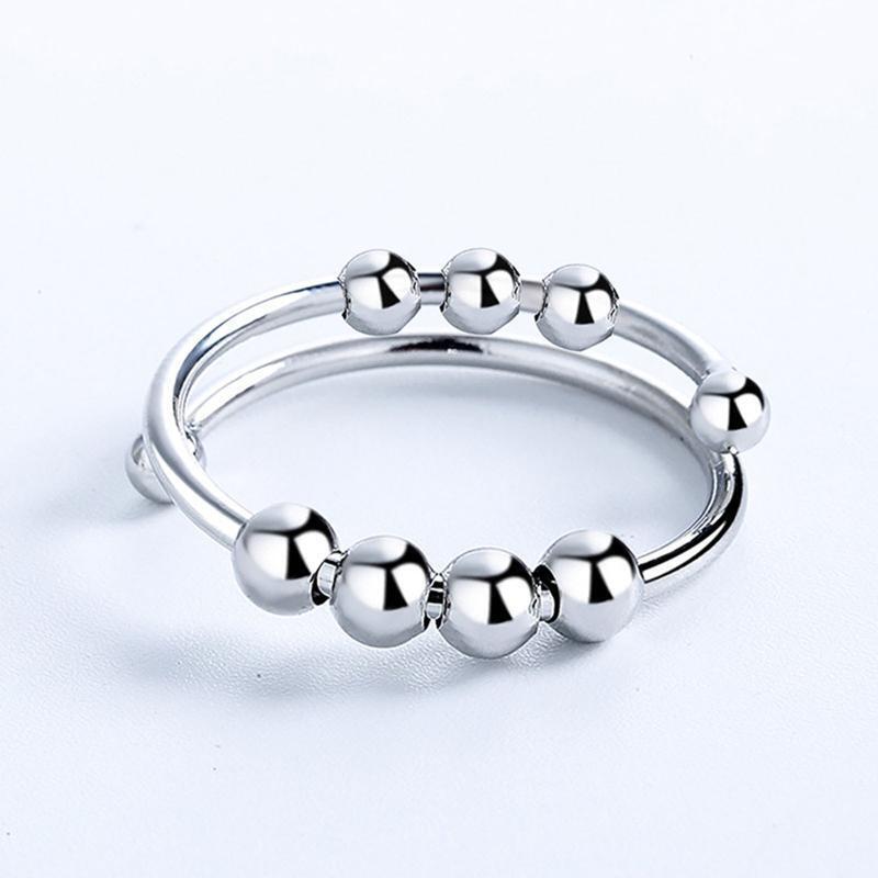 1 Pc Seven Beads Fidget Anxiety Rings for Ladies Girl Anxiety Stress Relief Ring