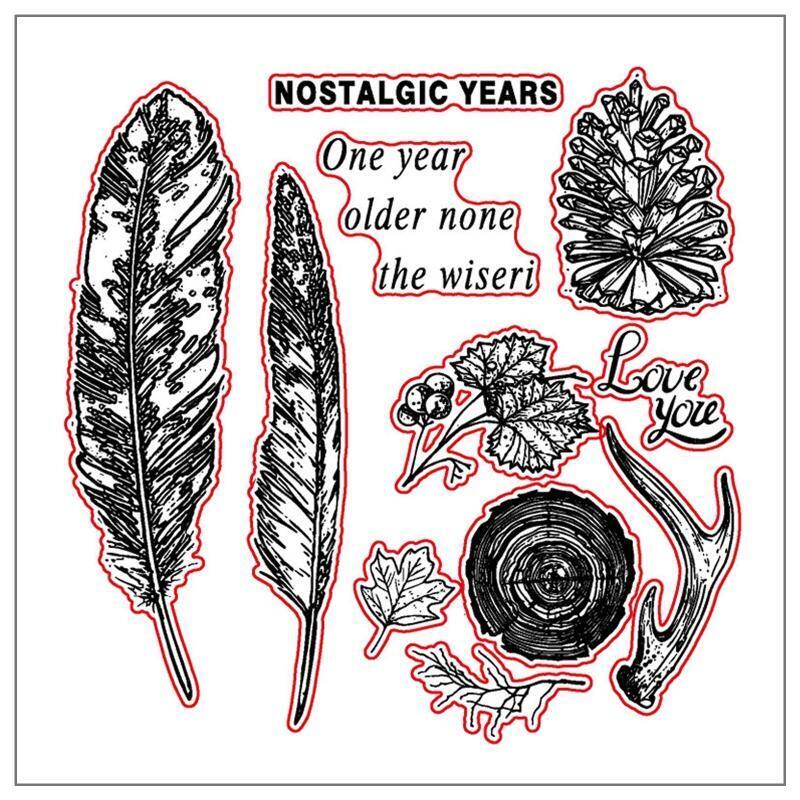 Feathers Leaf Metal Cutting Dies And Clear Stamp Set For DIY Scrapbooking Album