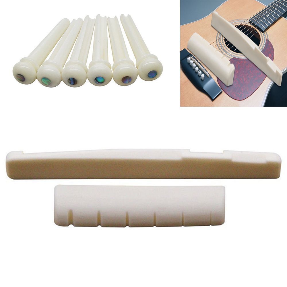 Easy To Install Acoustic Guitar Parts Bridge Pins & Nut & Saddle Plastic