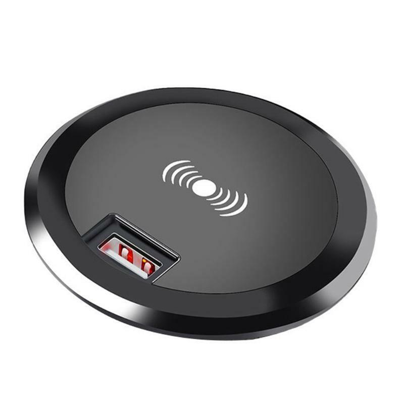 Convenient Safe Wireless Charger Round Embedded 10W Desk Wireless Charger