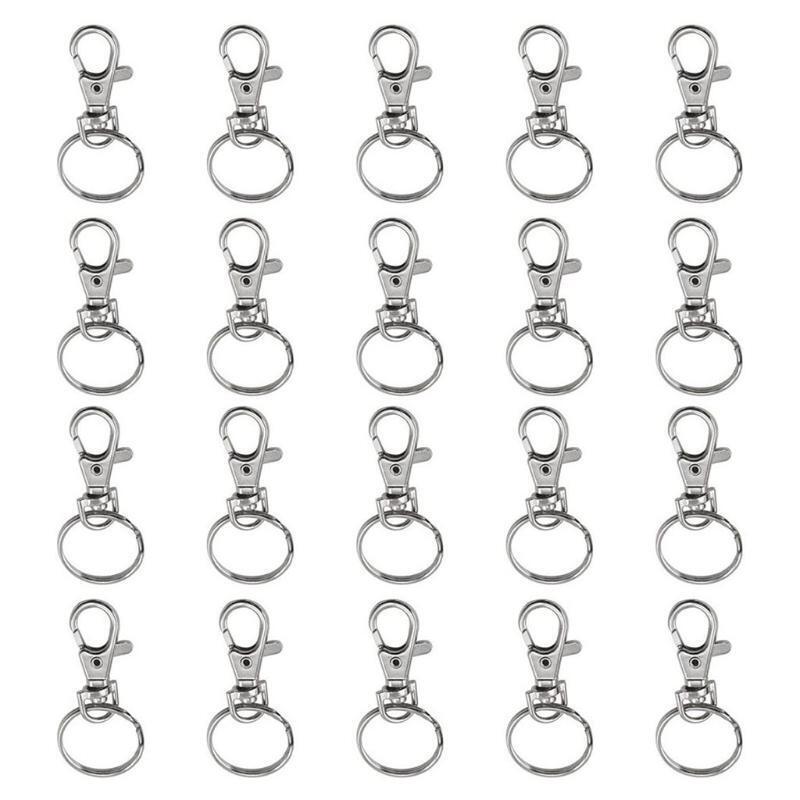 Keychain Set 20 Lanyard Snap Buckles + 20 Key Rings for Key Jewelry Diy Crafts