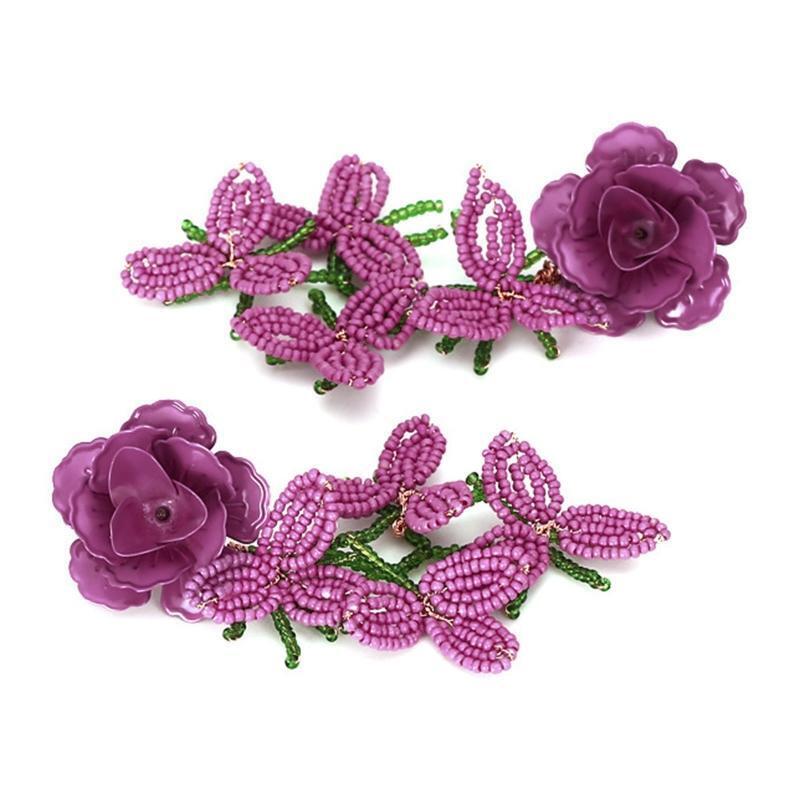Stylish Woven Blossom Stud Earrings Handmade Alloy for Mother Wife Lover Gift
