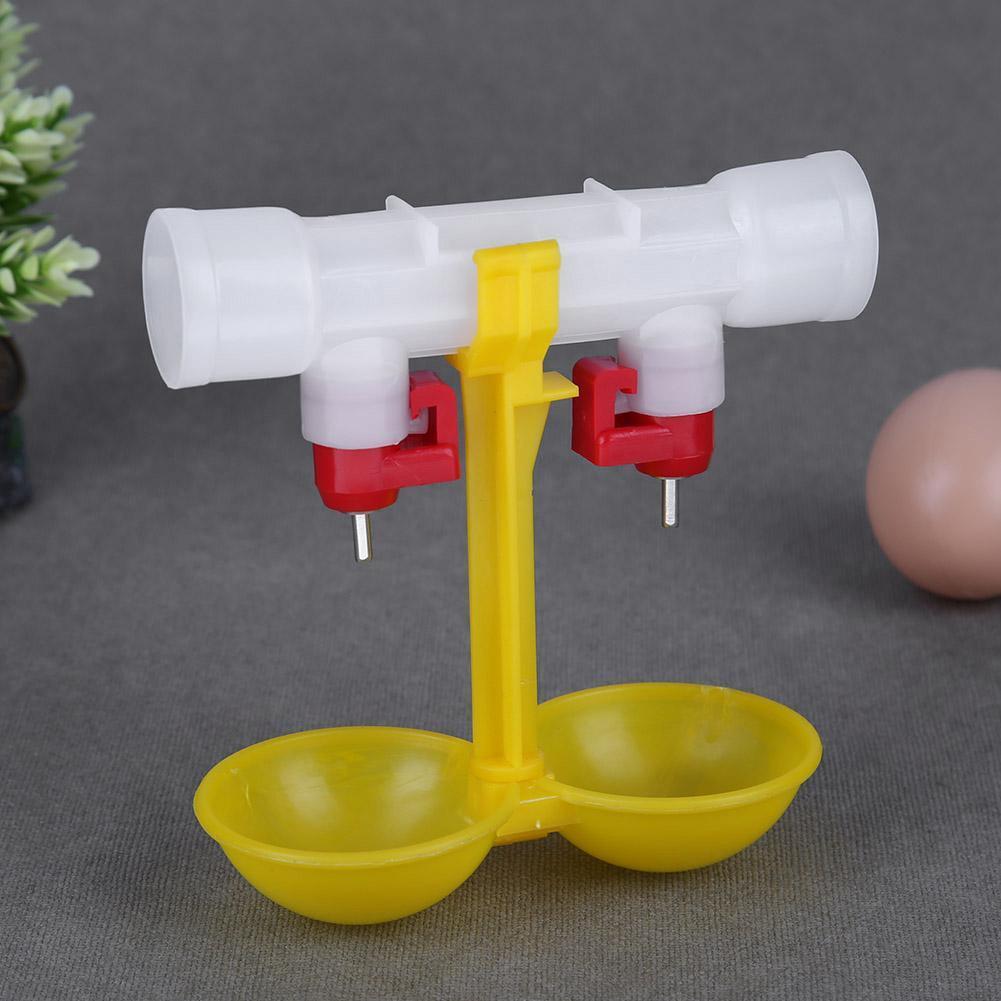 Double Outlet Drinking Hanging Chickens Cups Nipple Drinker Poultry Waterer
