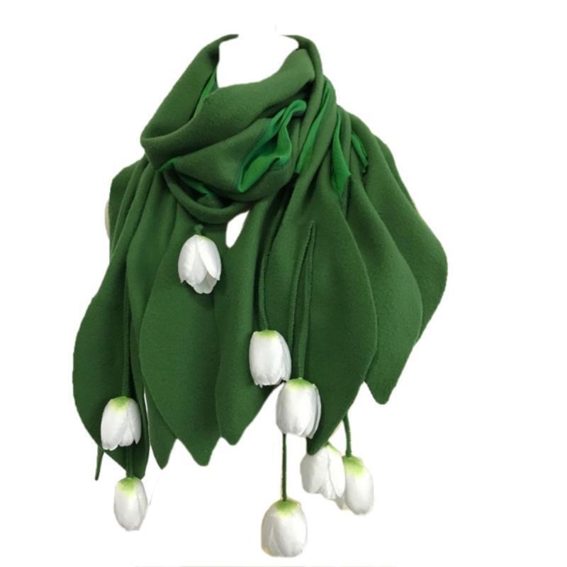 Winter Flower Scarf Soft Warmer Long Shawl for Driving Running Cycling Hiking