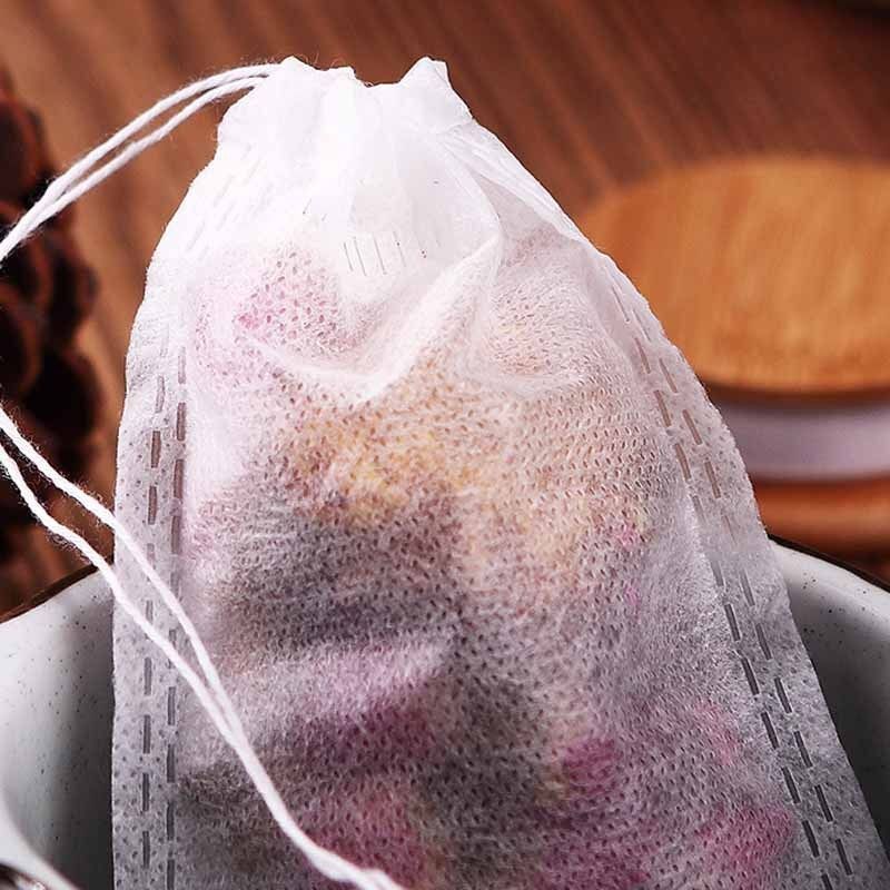 100Pcs Muslin Cotton Drawstring Reusable Spices Herbs Food Filter Bags 8X10cm