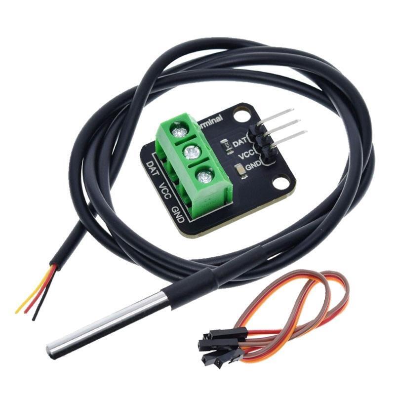 DS18B20 Temperature Sensor Module Kit Digital Sensor Cable Probe TerminalAdapter
