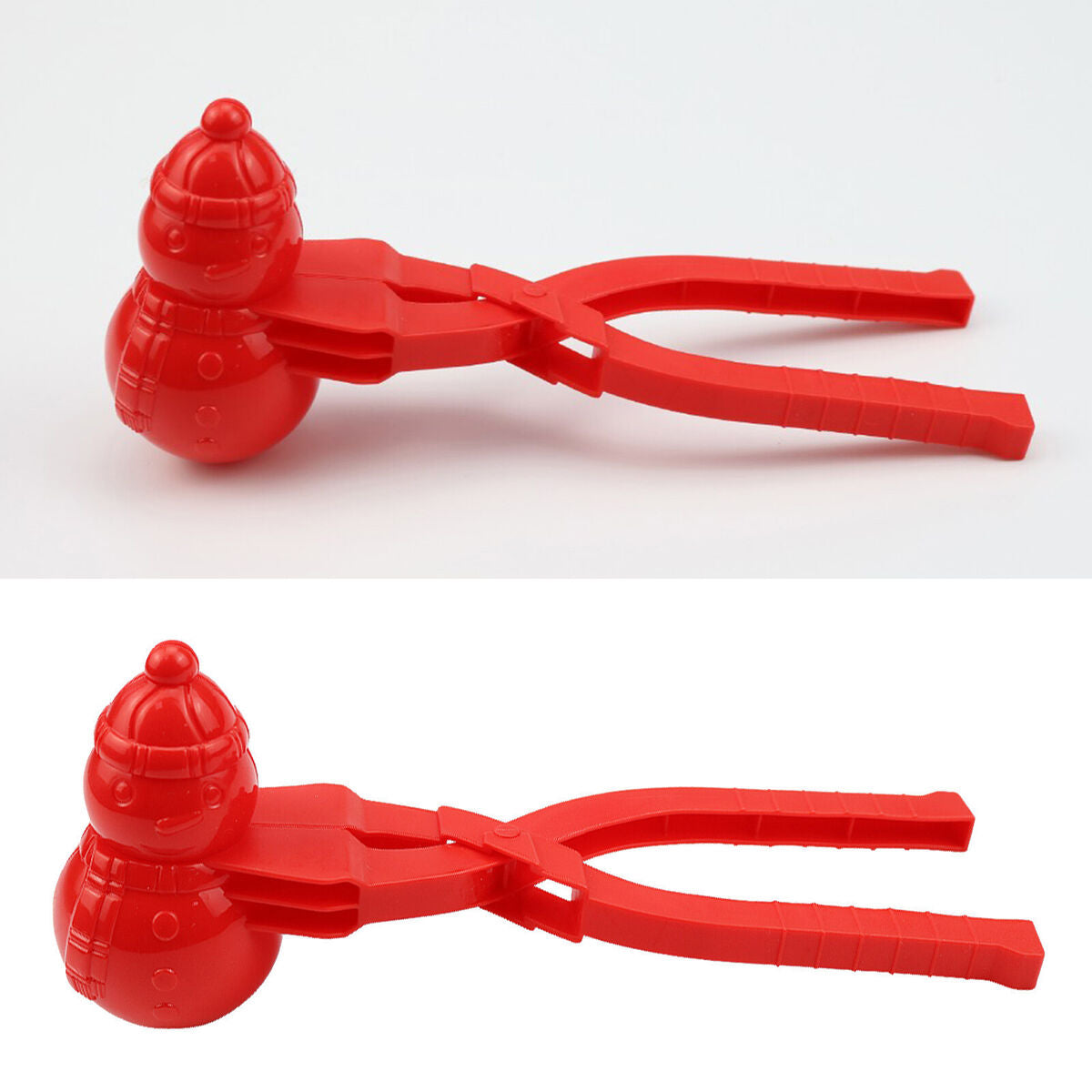 Snowball Maker Tool Snowman Shape DIY Snow Ball Tongs with Handle (Red)