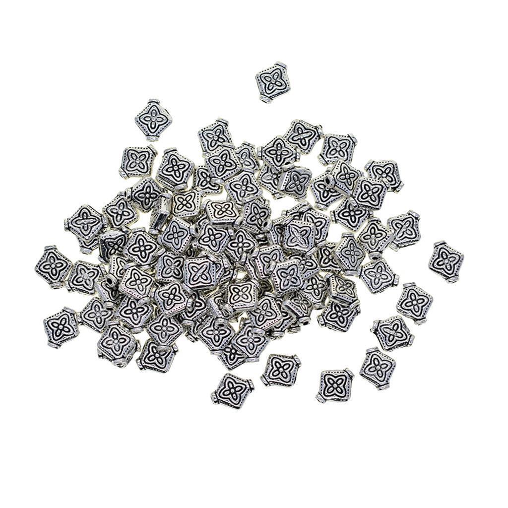 100Pcs Metal Flower Craved Beads Loose for DIY Jewelry Necklace Crafts