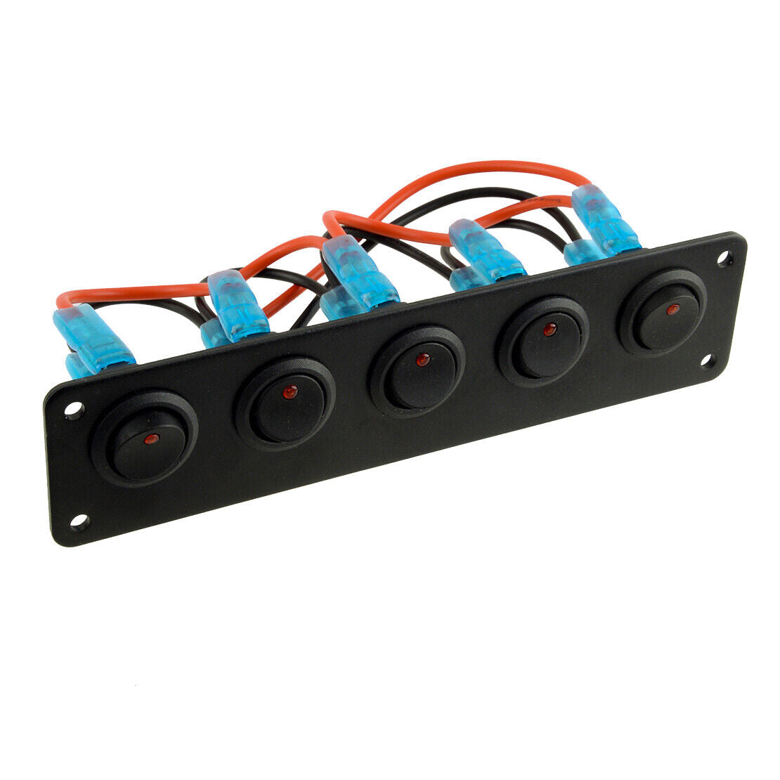 Red LED 5 Gang ON-OFF Rocker Toggle Switch Panel Truck RV Boat Dash 12V-24V ATV