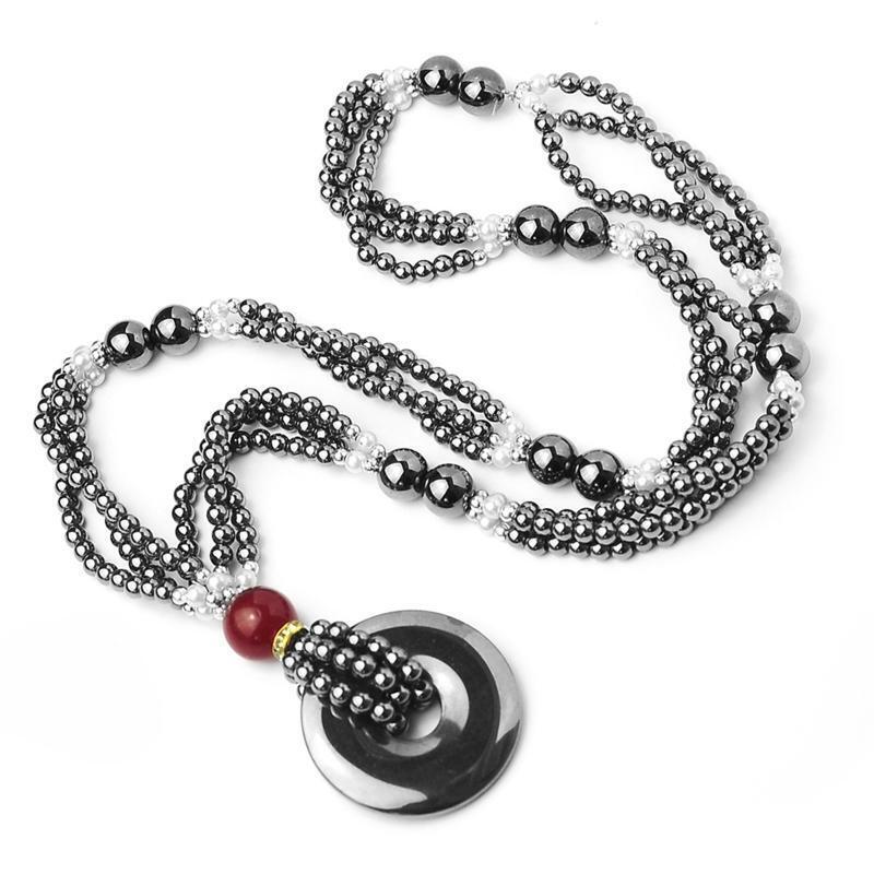 Black Gallstone Pendant Necklace Powerful Protective Grounding Stone Handmade