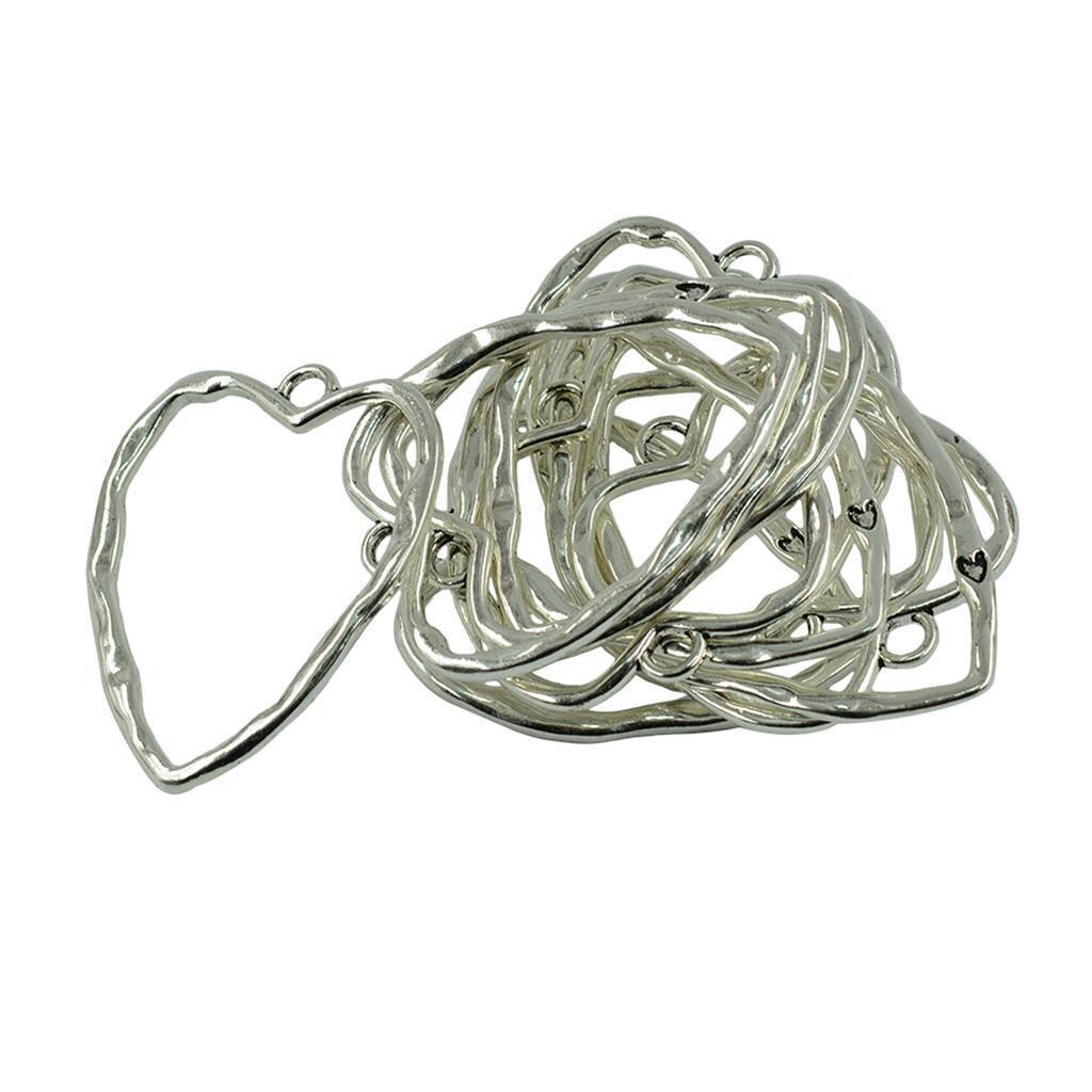 20PCS ALLOY LOVE HEART HOLLOW OUT CHARM NECKLACE PENDANT DIY JEWELRY 50x41mm