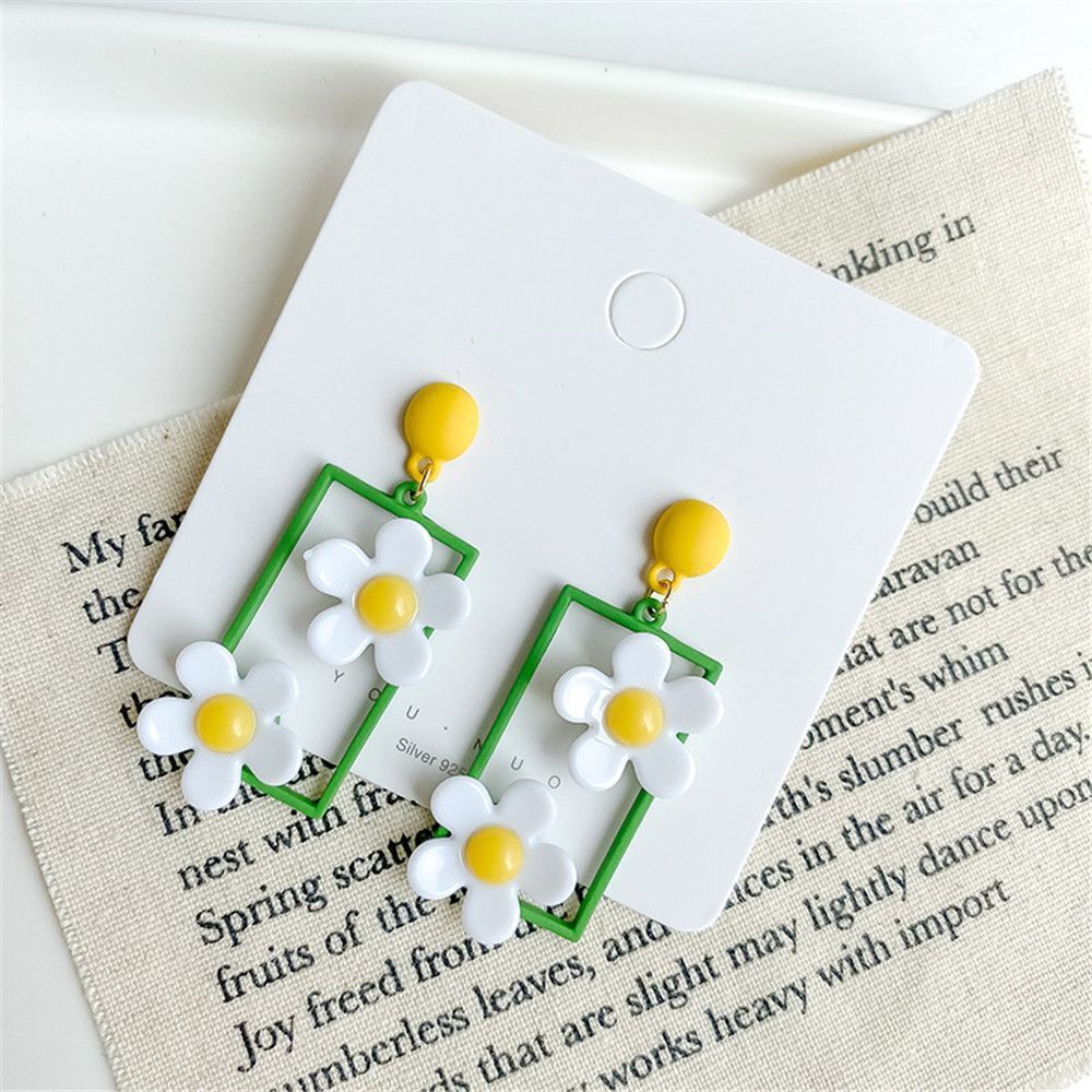 Statement Jewelry Flower Cute Daisy Dangle Earrings Long Earrings Drop Earrings
