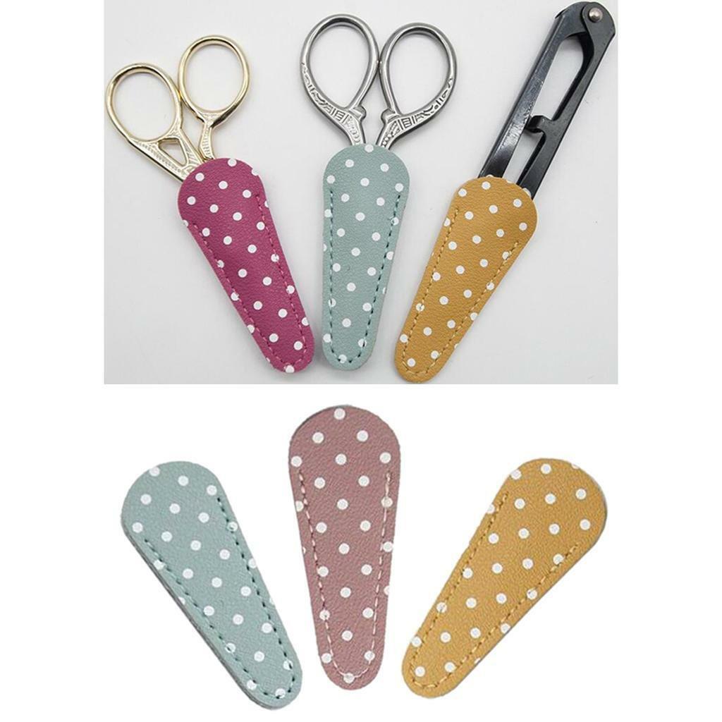 3Pcs Leather Embroidery Scissors Sheath Quilting Colorful Holders Storage