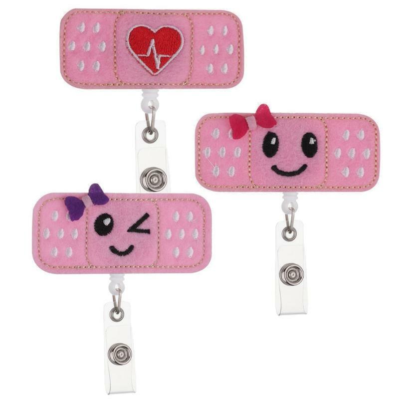 3Pcs Felt Nurse ID Badge Reel Holder Retractable Bandage Badge Holder for Women