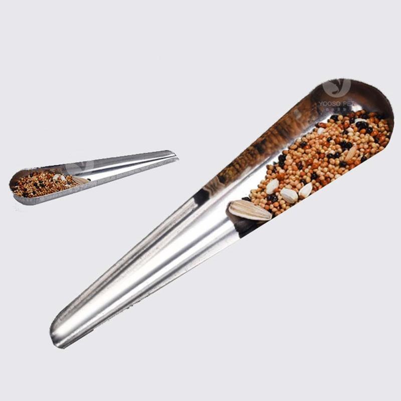 Bird Pointed Seed Dispenser Feeding Spoon Stainless Steel Parrot Feeder Supplies