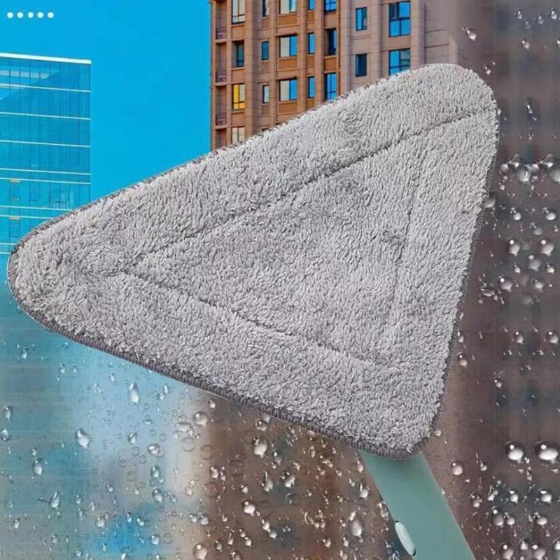 Triangle Glass Window Cleaner Coral Fleece Mop Replacement Cloth Head