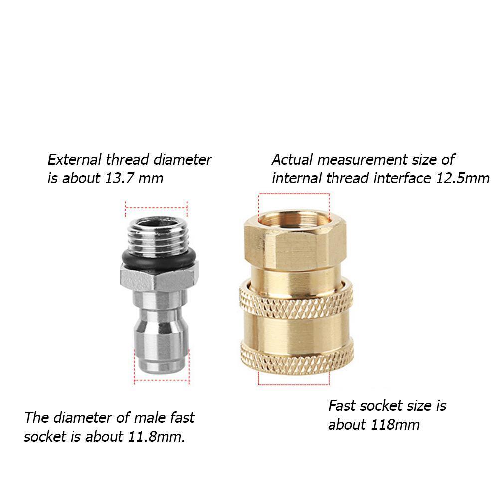 5PCPressure Washer 1/4 Quick Connector+M14x1.5mm Brass Connector for Nozzle