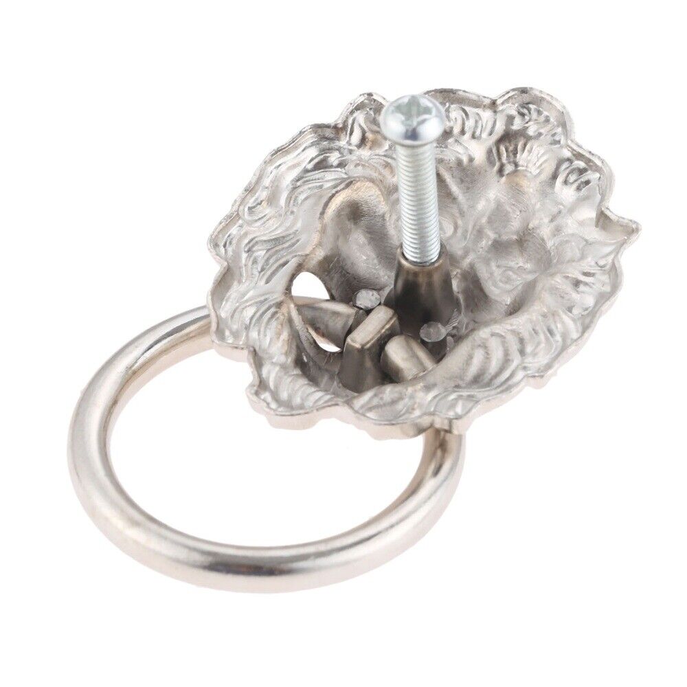 1x Lion Head Drop Ring Pull Handle Door Cabinet Knob Drawer Chest Cupboard Decor