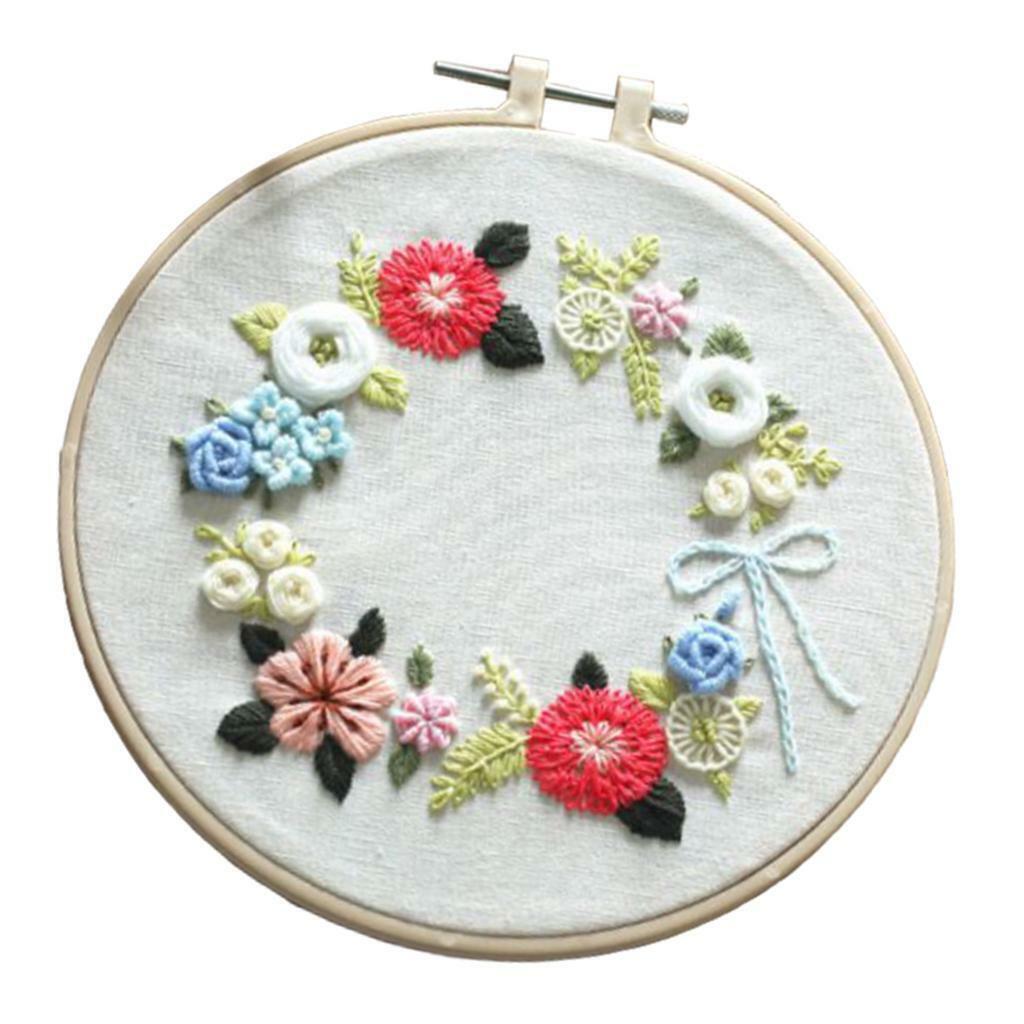 Floral Embroidery Starter Kit   Cloth Hoop Floss Kits