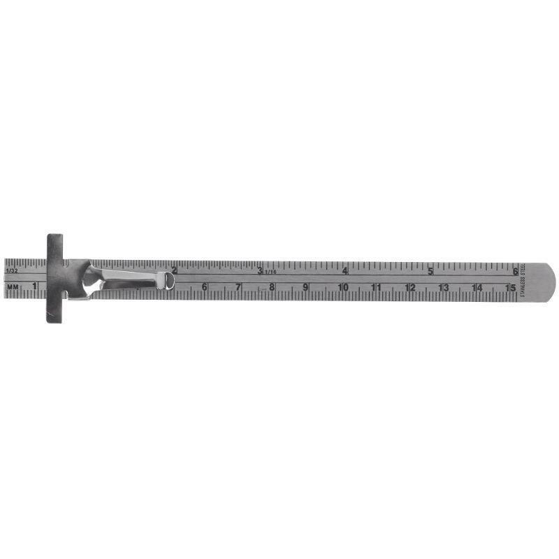 6" Stainless Steel Pocket Rule Handy Ruler with inch 1/32 mm/metric Graduations