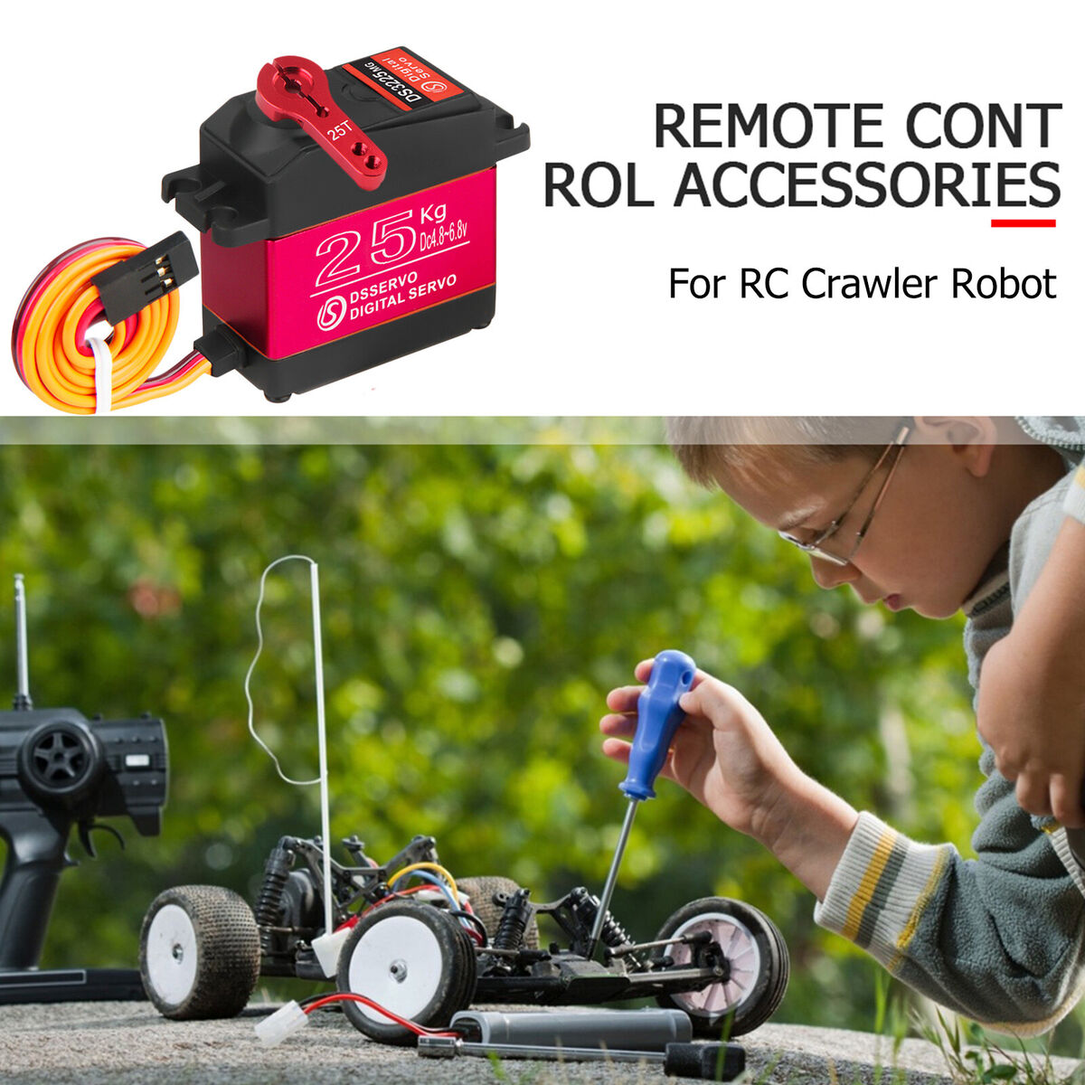 Waterproof 25kg Metal Gear Digital Servo Kits for RC Crawler Robot Red