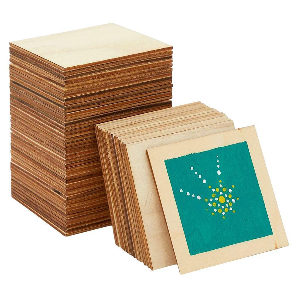 60 Pieces Unfinished Square  Pieces en Slices Holiday Christmas DIY