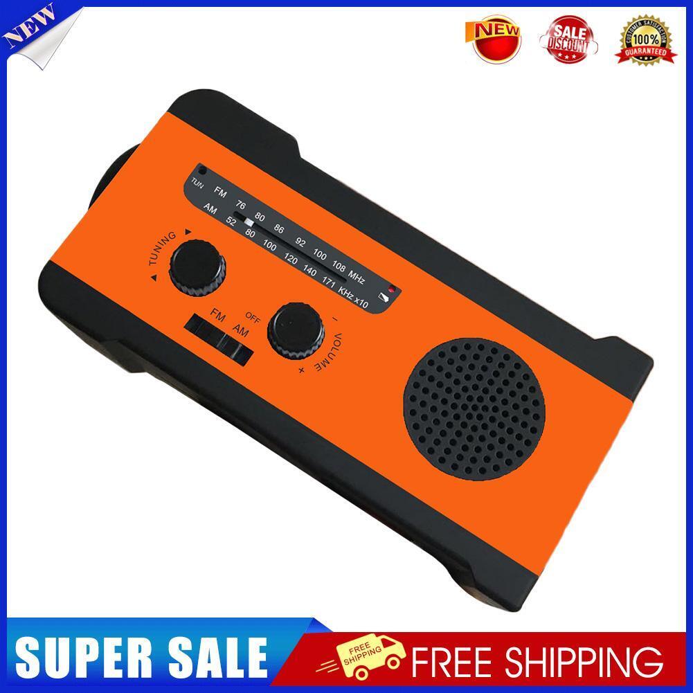 EU Version Solar Power Hand Cranked Phone Charge Flashlight Radio (Orange)