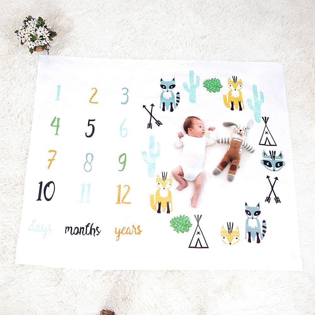 Newborn Baby Blanket for Photo Background Monthly Growth Number Props