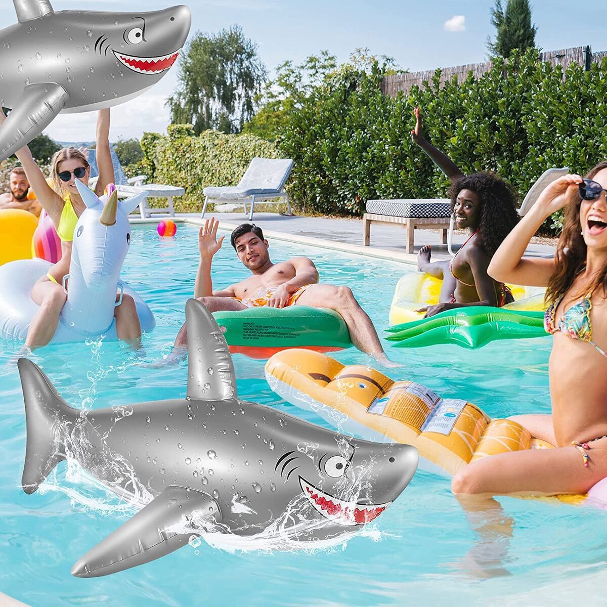 Inflatable Shark Floats Bath Seat Float Swim Trainer Kids Swimming Ring