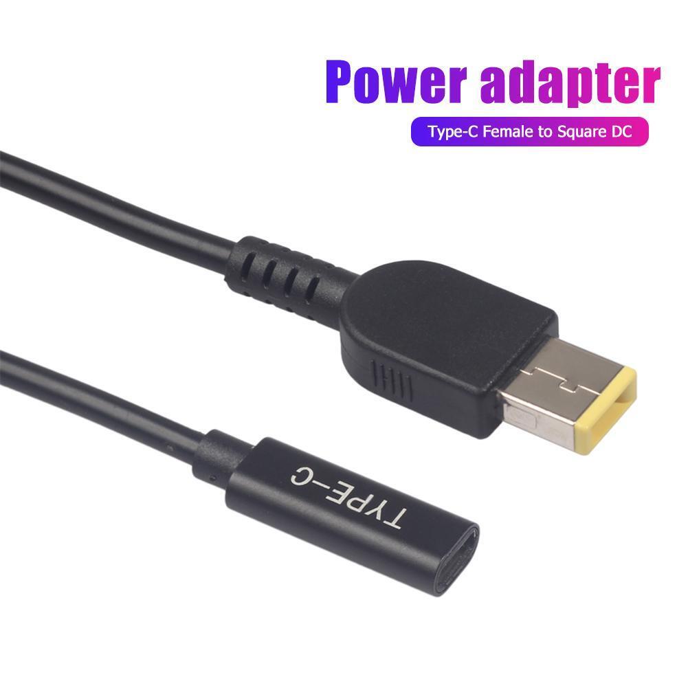 Type-C Female to Square DC Male Plug PD Charging Cable for Lenovo Thinkpad