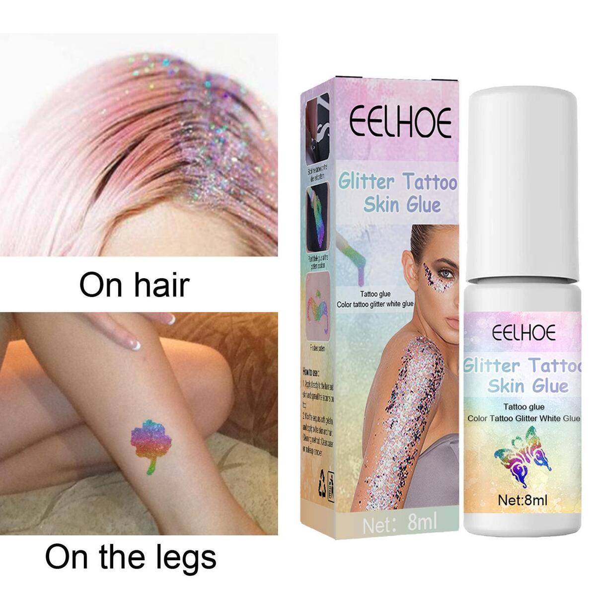 Glitter Tattoo Skin Glue Flash Powder Tattoo Glue Gel for Themed Parties