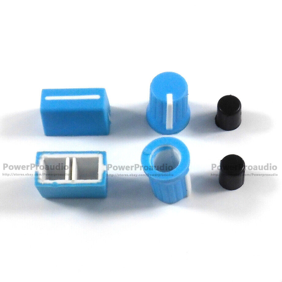 2pcs Rotary Knob+2PCS Fader Cap For Rane Mixer TTM 57 61 62 64 68 (Blue)