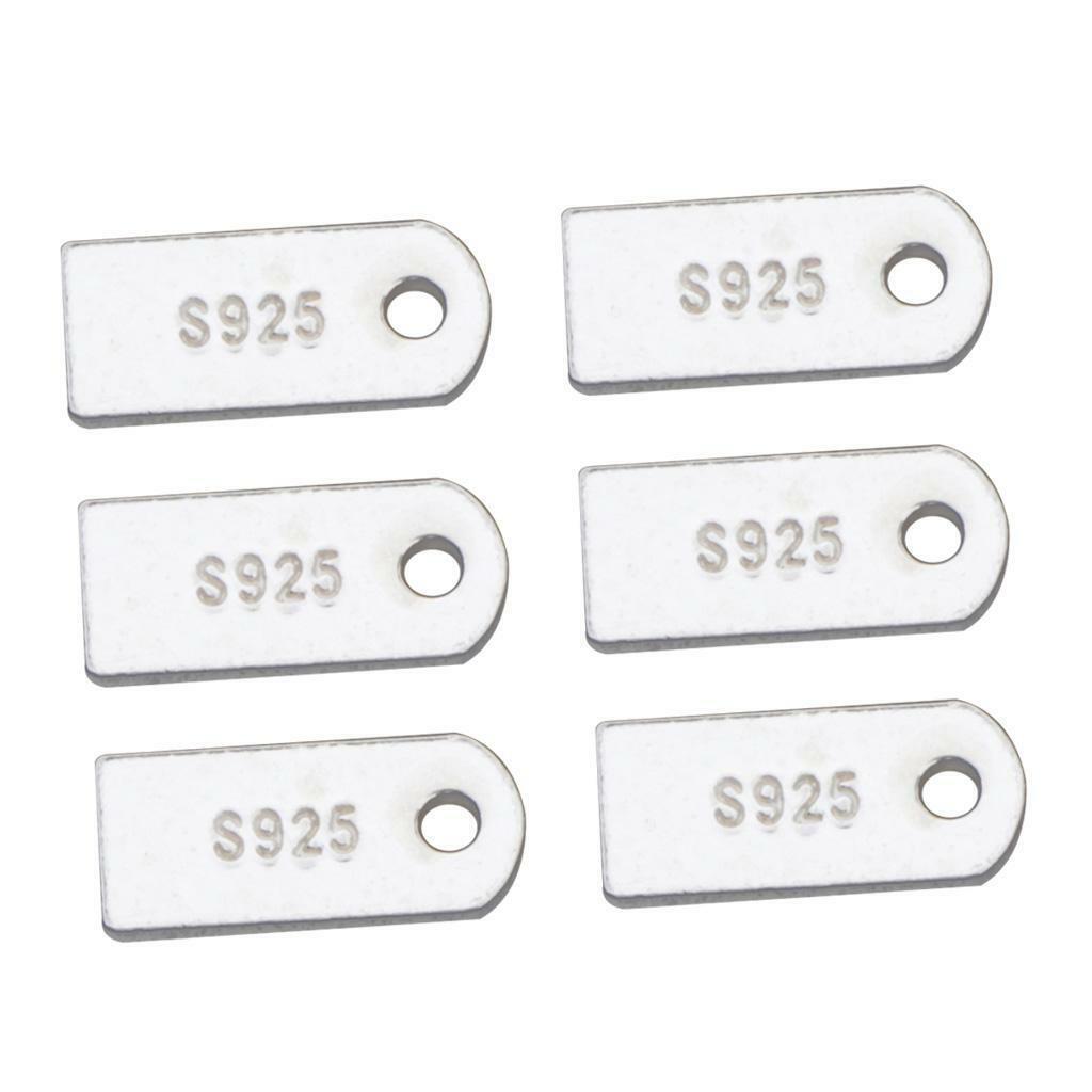 6x 925 Sterling  Stamping Tags Charm Pendants Jewelry Supplies 80x30mm