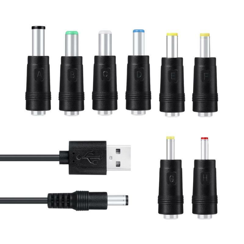 11in1 5V USB to DC 5.5x2.1mm Plug Charging Cord for Fan Speaker Router Cellphone