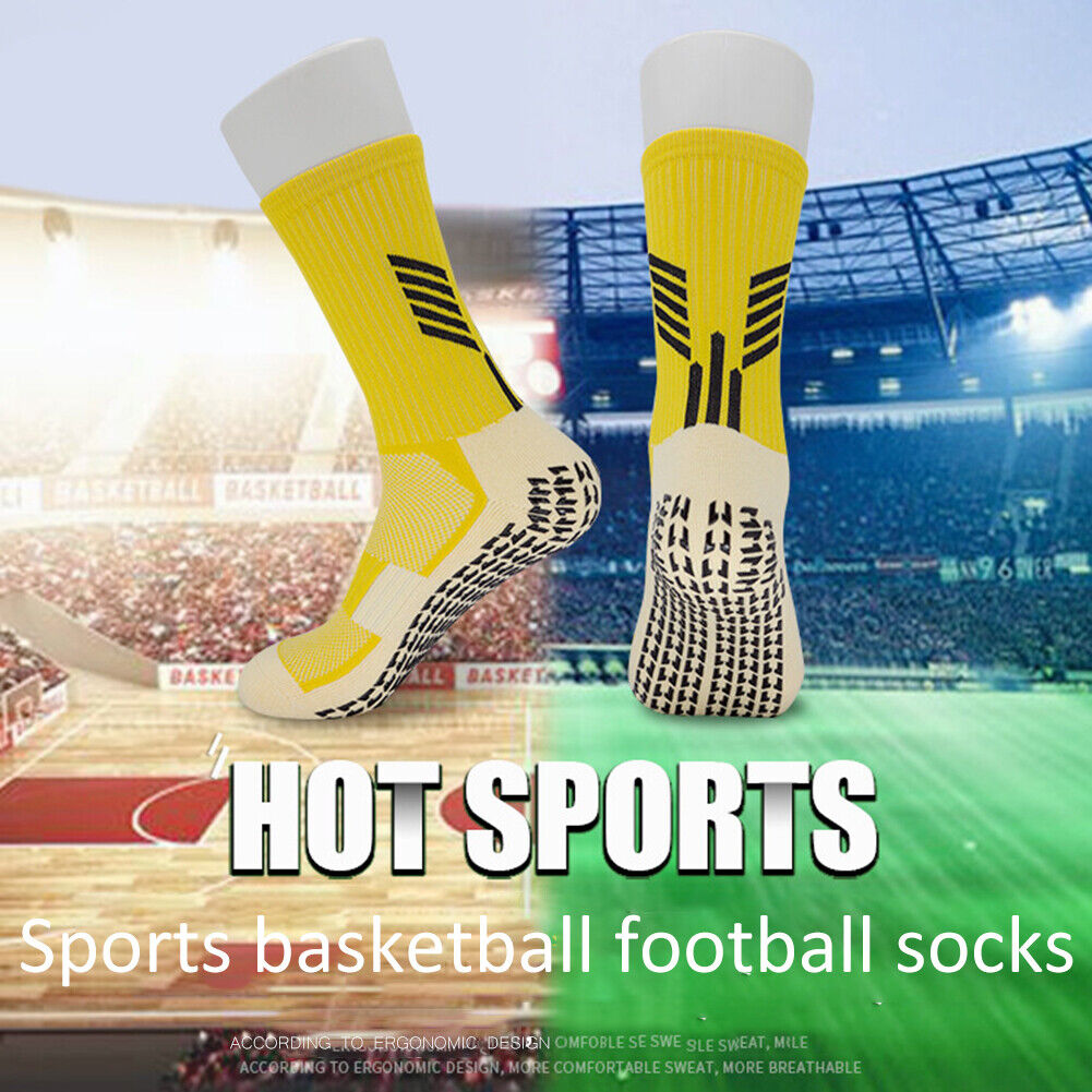 Anti Slip Football Socks Cycling Breathable Basketball Stocking (White)