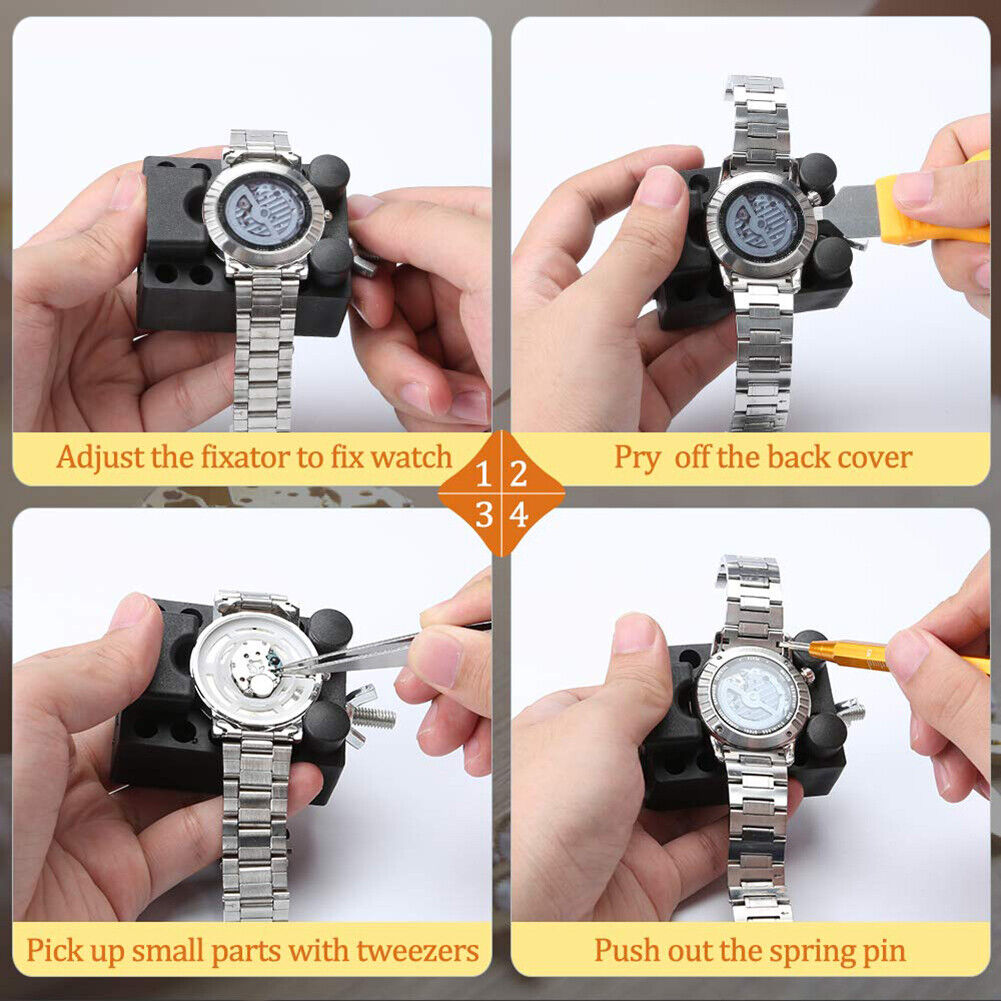 185x Watchmaker Watch Repair Link Pin Remover Back Case Opener with Hammer