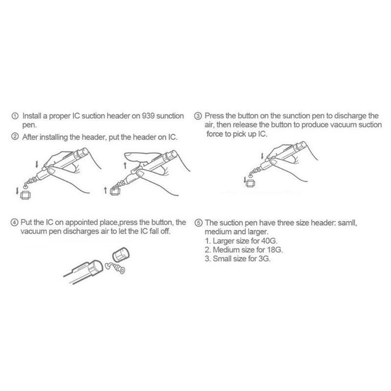 Vacuum Sucker Pen with 3 Size Suction Headers for IC SMD Electronics DIY Tools