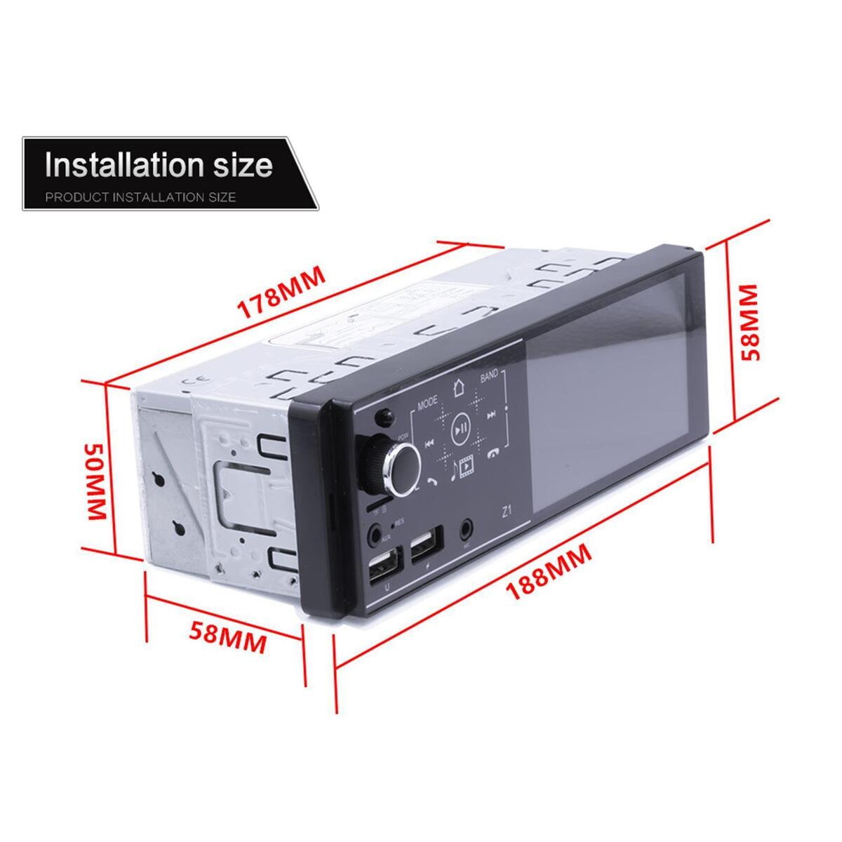 Car Multimedia Player, 1080P Full HD 4.1 inch Touch Screen Car Stereo Audio MP5