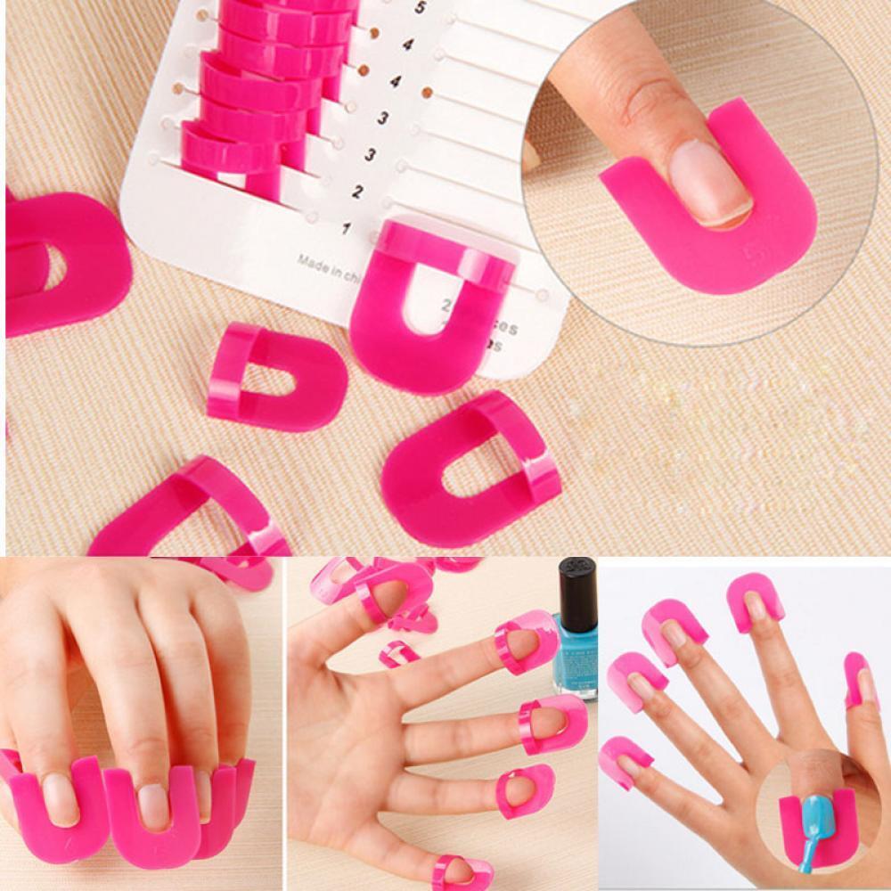 26pcs Tips Case Finger Cover Shield Stencil Tool Nail Polish Mold Protector