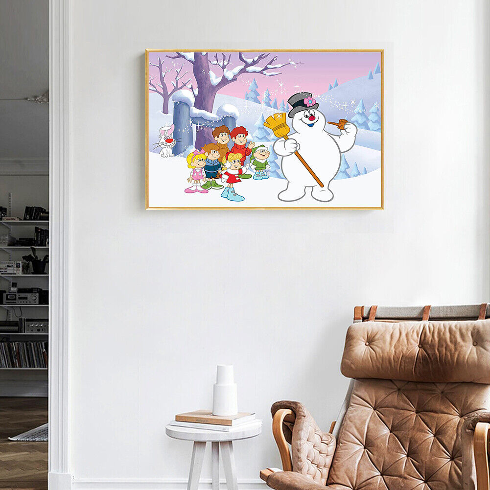 Full Diamond 5D Round Drill Picture Kit Painting Snowman and Friends DIY