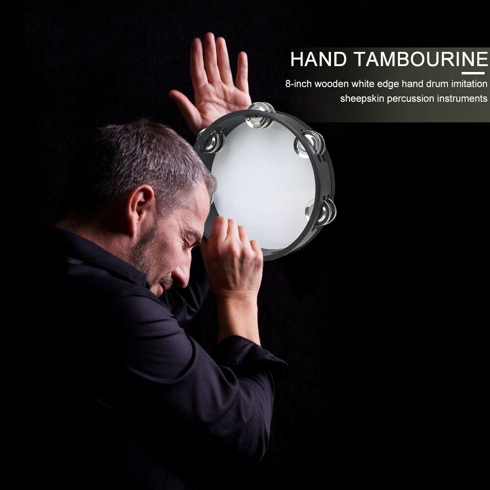 8 inch Double Row Tambourine Orff Percussion Instrument Hand Drum for Kids