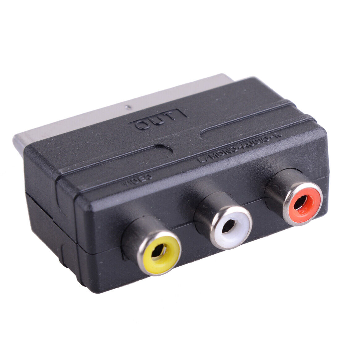 RGB Scart Plug Male to 3 RCA Female A/V Converter Adaptor Fit DVD TV VCRs BS Li