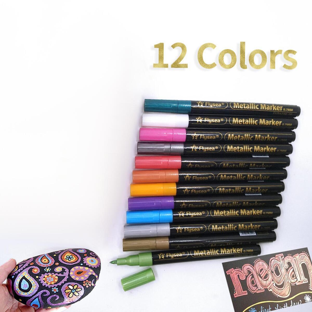 Metallic Marker Pens Set Art for Rock Painting Photo Album Card Making