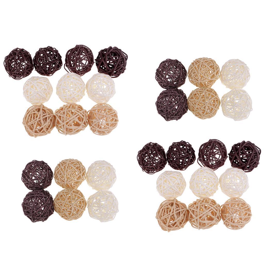 32x 5/7cm Wicker Rattan Balls Home Christmas Wedding Party Decorative Crafts
