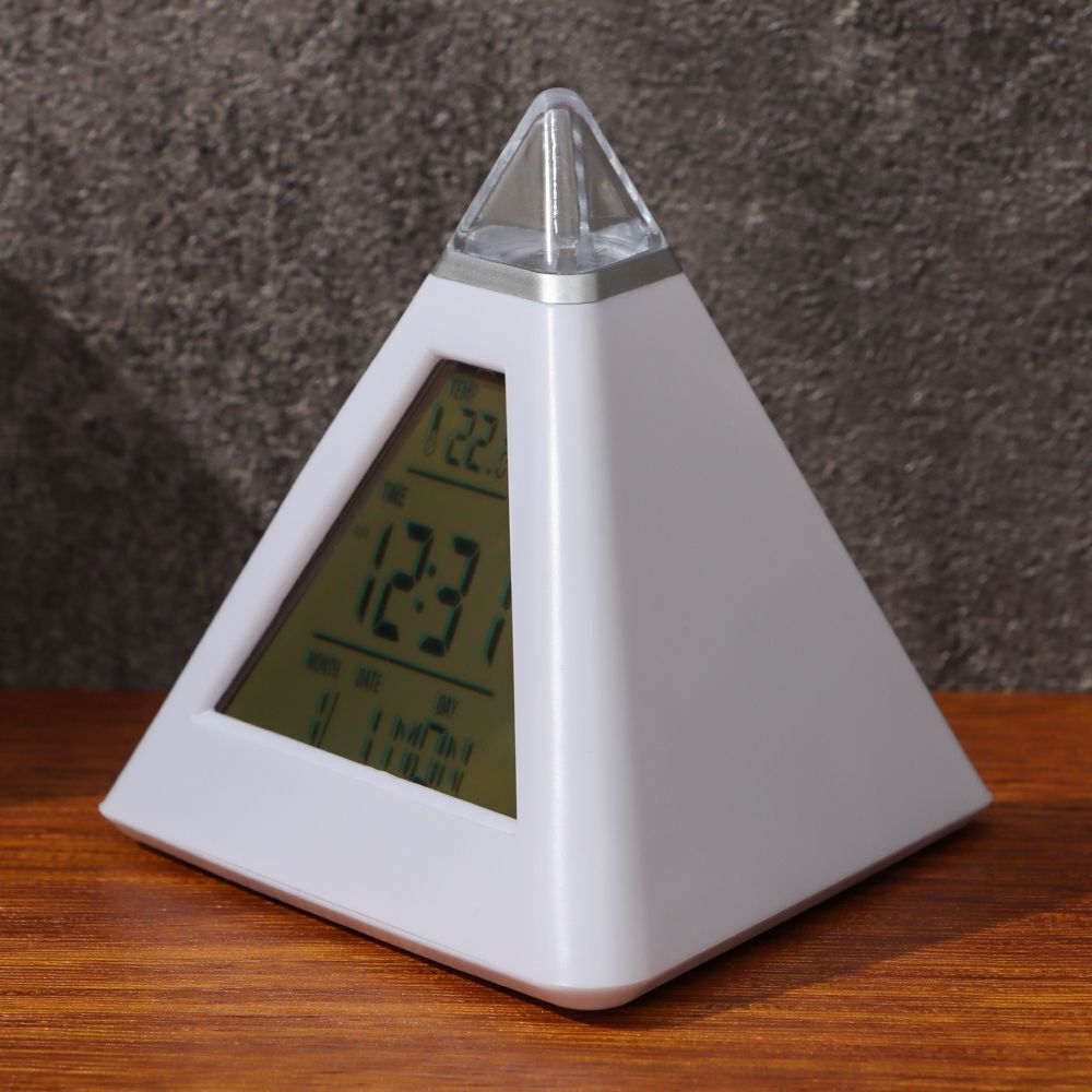 Creative Pyramid Alarm Clock Number Clock Bedside Clocks Thermometer Meter